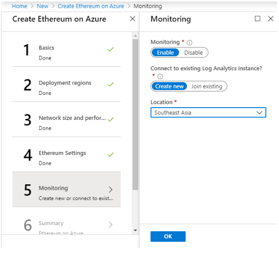 Step 5 to create Ethereum on Azure